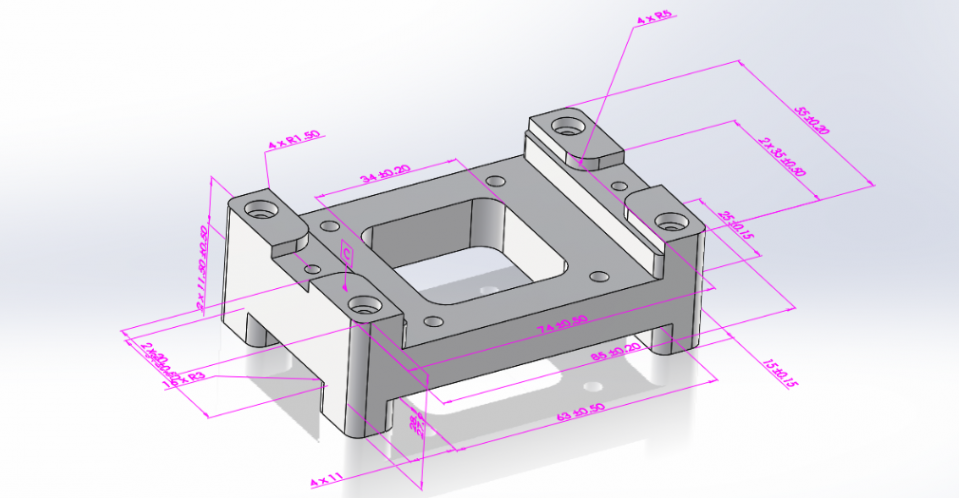 3D tegning med dimensioner